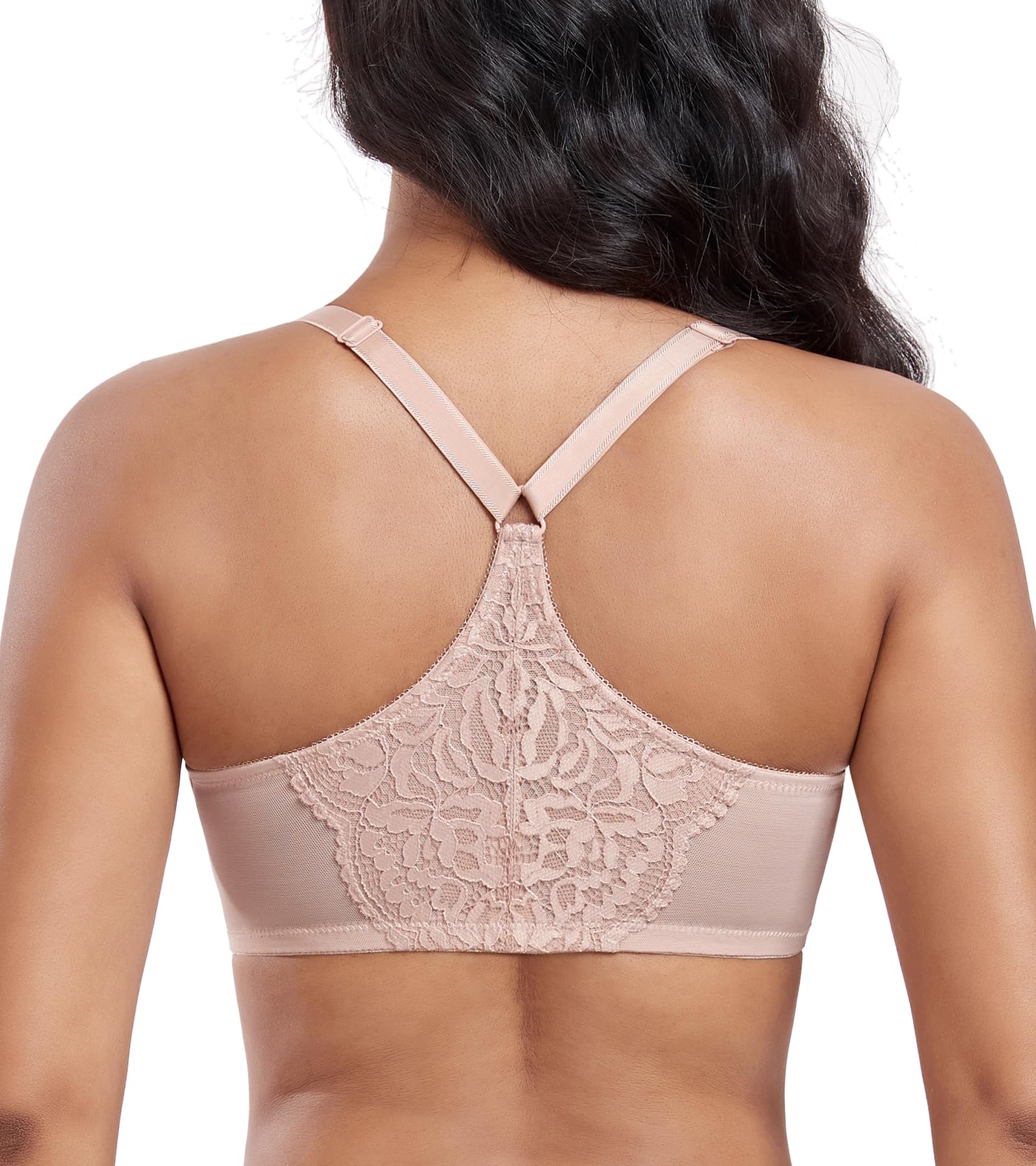 DotVol Soutines-Gorge Grande Taille Boucle Avant Dentelle sous-vêtements sans Rembourrage minimiseurs Fort Poitrine réglable Racerback Comfort Bustier
