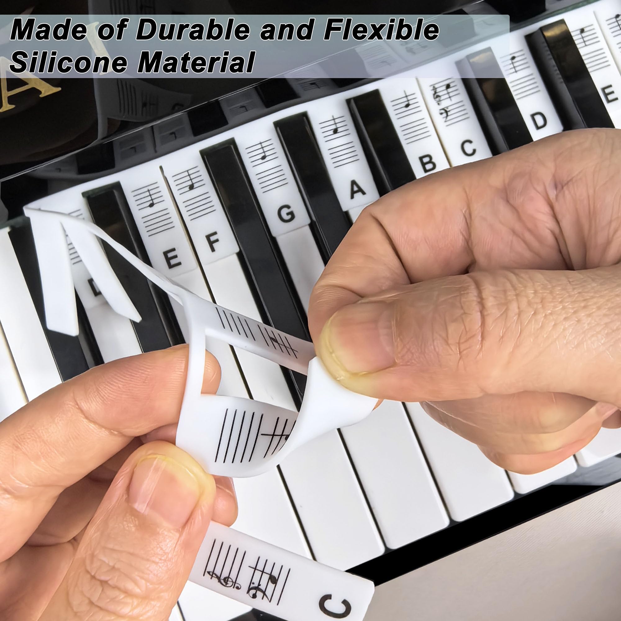 YPTSYSYS Removable Piano Keyboard Stickers for Beginners Reusable Silicone Piano Key Labels for 88-Key Standard Full-Size Keyboards - Image 4