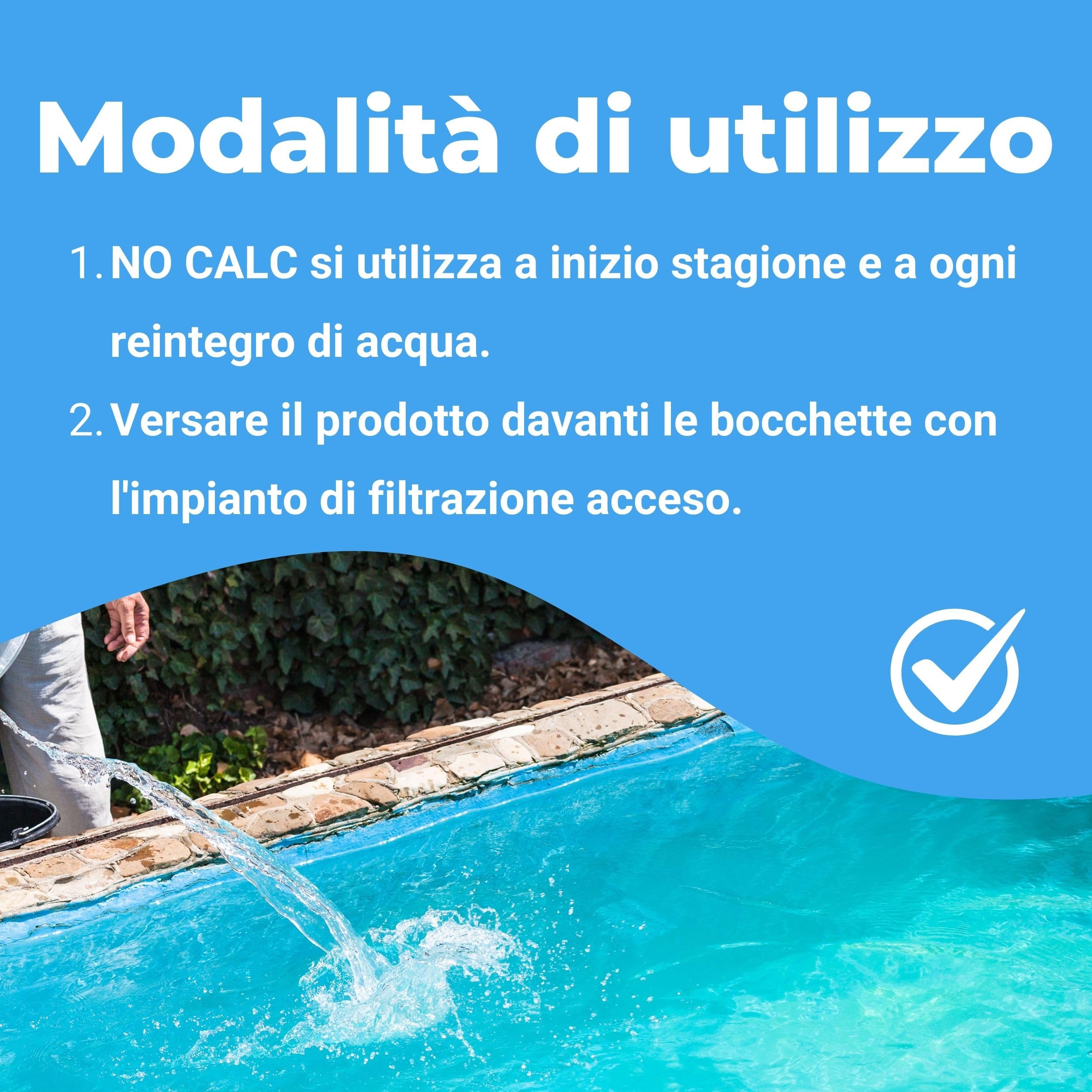 NO CALC Sequestrante di Calcare Liquido, Anticalcare Professionale per Piscina, Previene Depositi su Pareti e Filtri, Azione Disperdente ad Alta Resistenza, 5 kg