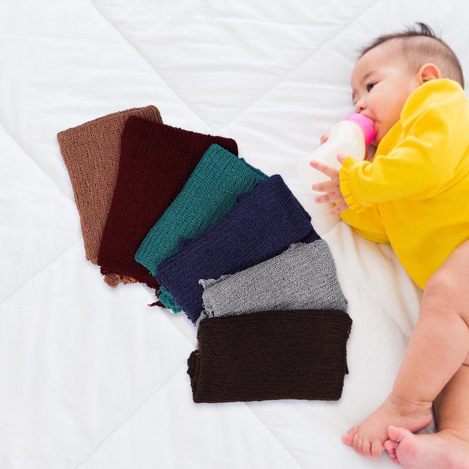 Garneck Manta Fotográfica para Recién Nacido, 6 Piezas, Fibra Acrílica | Unisex para Niños y Niñas, Accesorios de Fotografía Infantil, Set de Seis