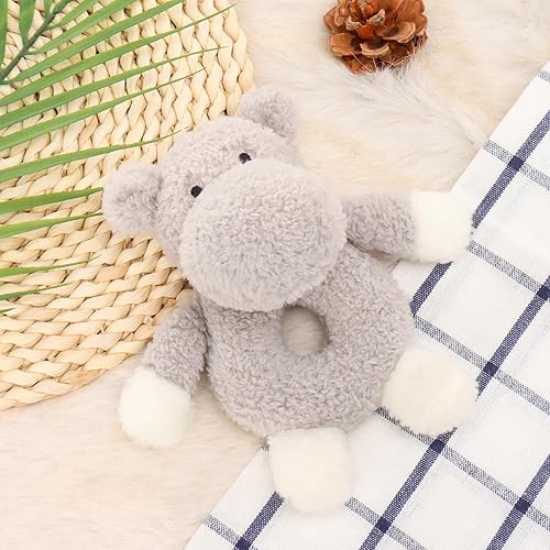 Miniatura 2 de Apricot Lamb Juguete suave de sonajero de hipopótamo para bebé, animal de peluche para recién nacido, agitador de mano suave de más de 0 meses