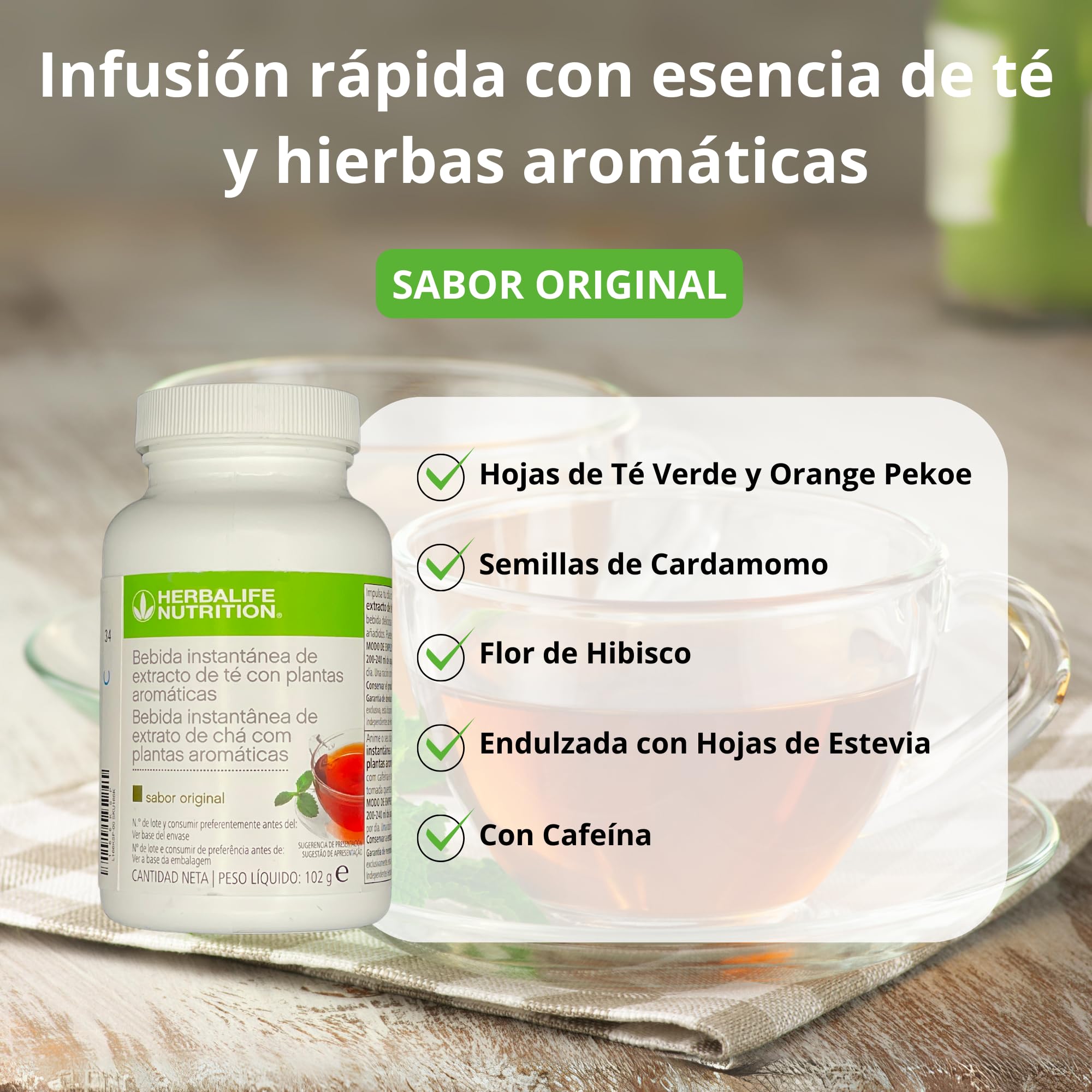 Te Quemagrasa con Hierbas Aromáticas Bebida Instantánea Baja en Calorías (Original, 102g)