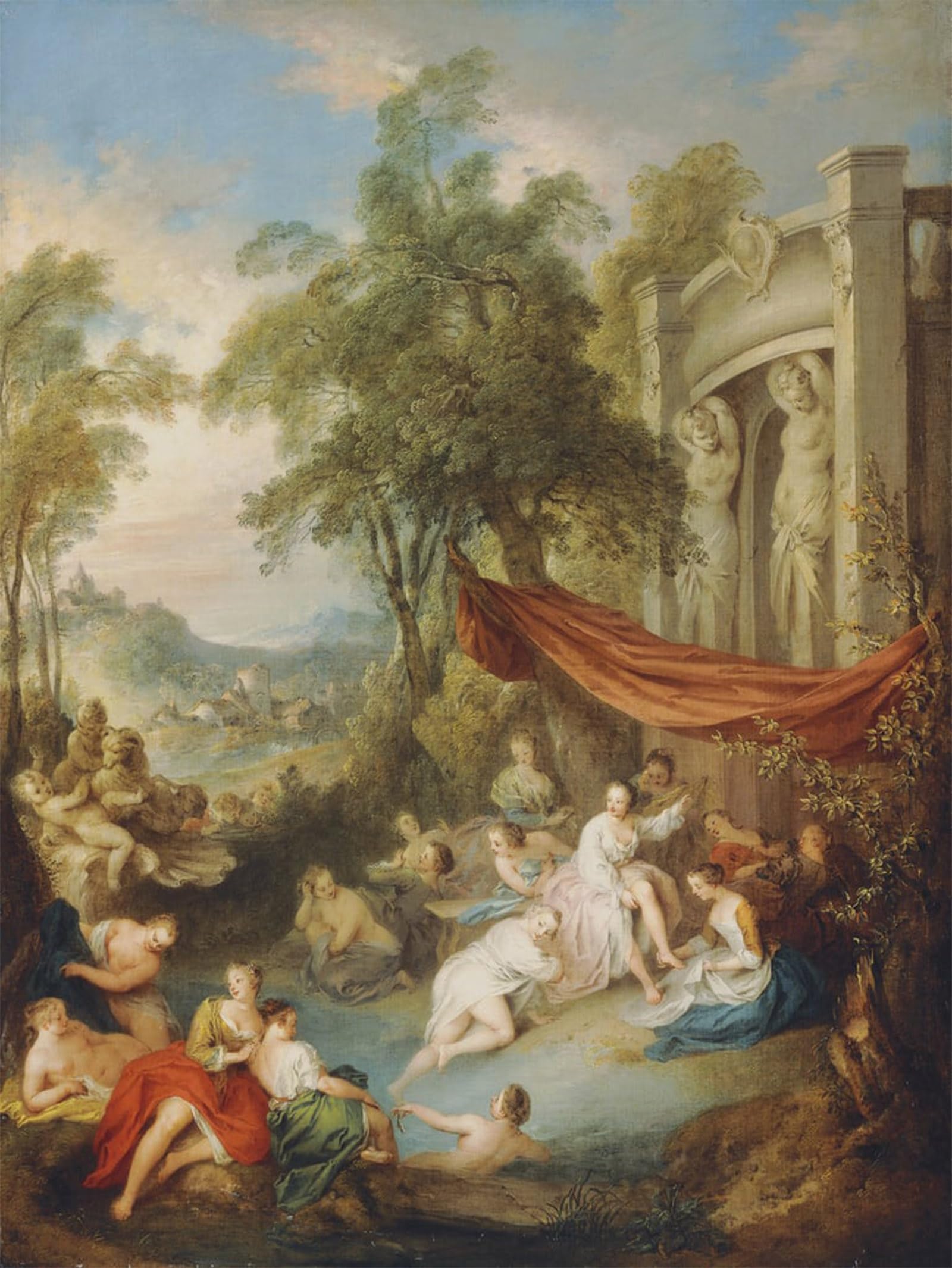 POSTERIIk Famous Print Pop Art Wall Art Graffiti Nymphs Bathing At a Pool by Jean Baptiste Pater Art Prints for Home Decor 60x90cm
