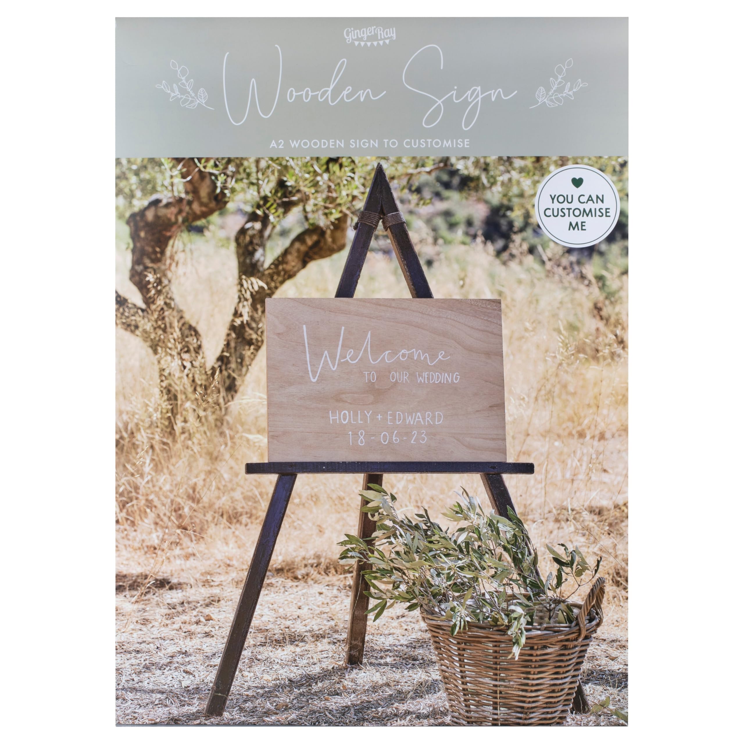 Ginger Ray Customisable A2 Wooden Sign Decoration for Weddings & Parties