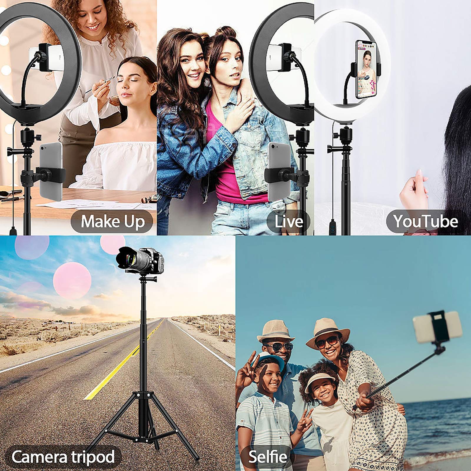 10" Ring Light, Luce per Selfie con 3 modalità & Luminosità di 10 Livelli, con Telecomando Wireless, Dimmerabile Selfie Light per Youtube Trucco Fotografia Tiktok