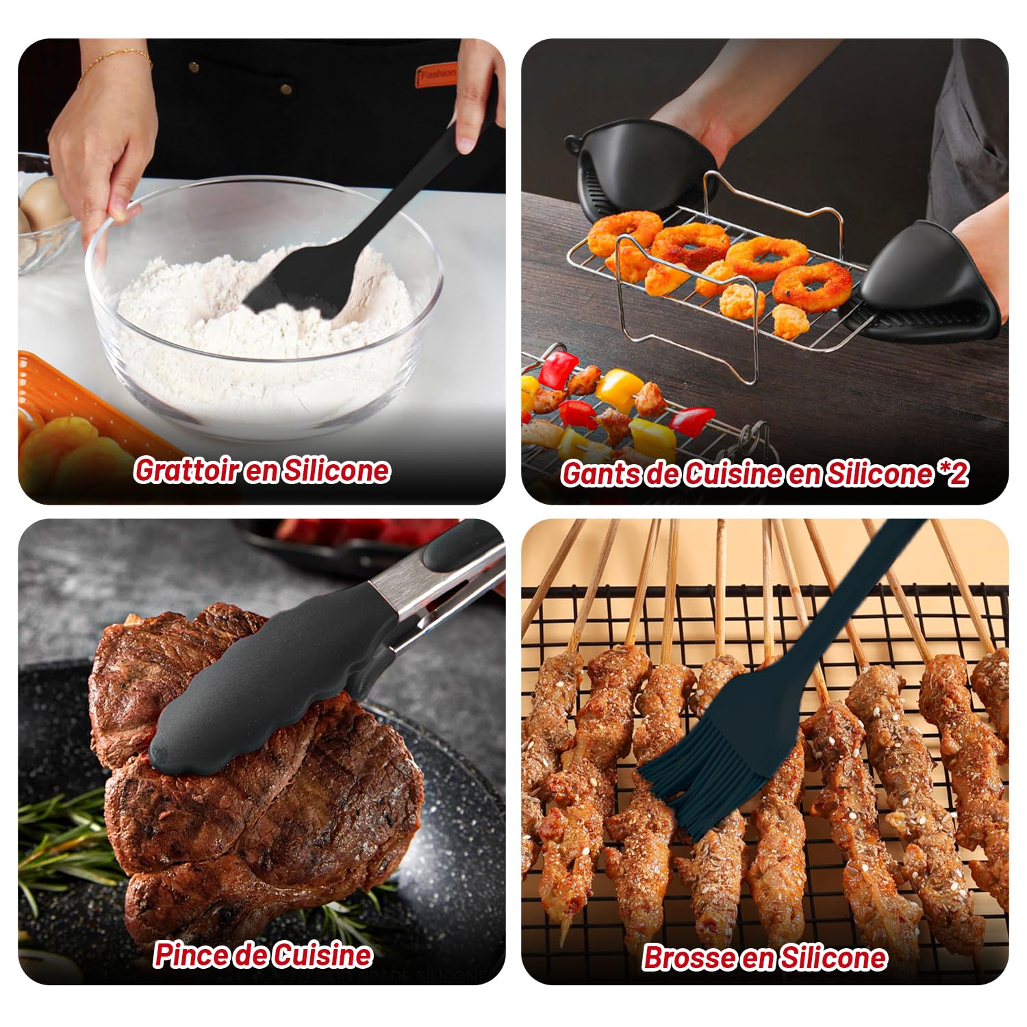 Accessoires Air Fryer Moulinex Dual Easy Fry XXL 11L, Moule En Silicone Pour Moulinex Double Friteuse À Air EZ942BF0 EZ9428F0, Papier Cuisson, grille air fryer, Spray Huile Cuisine, Moule Muffin, Etc
