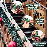 Vista 3 de Riakrum 20 Piezas Navidad Juego de Guirnaldas Decorativas de 20 Pulgadas y 16 Pulgadas Lazos Retorcidos para Guirnaldas Decoración para Luces Verde