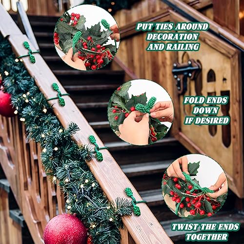 Miniatura 3 de Riakrum Juego de 20 guirnaldas decorativas de Navidad de 20 pulgadas y 16 pulgadas para decoración de luces navideñas, pancartas, escaleras,