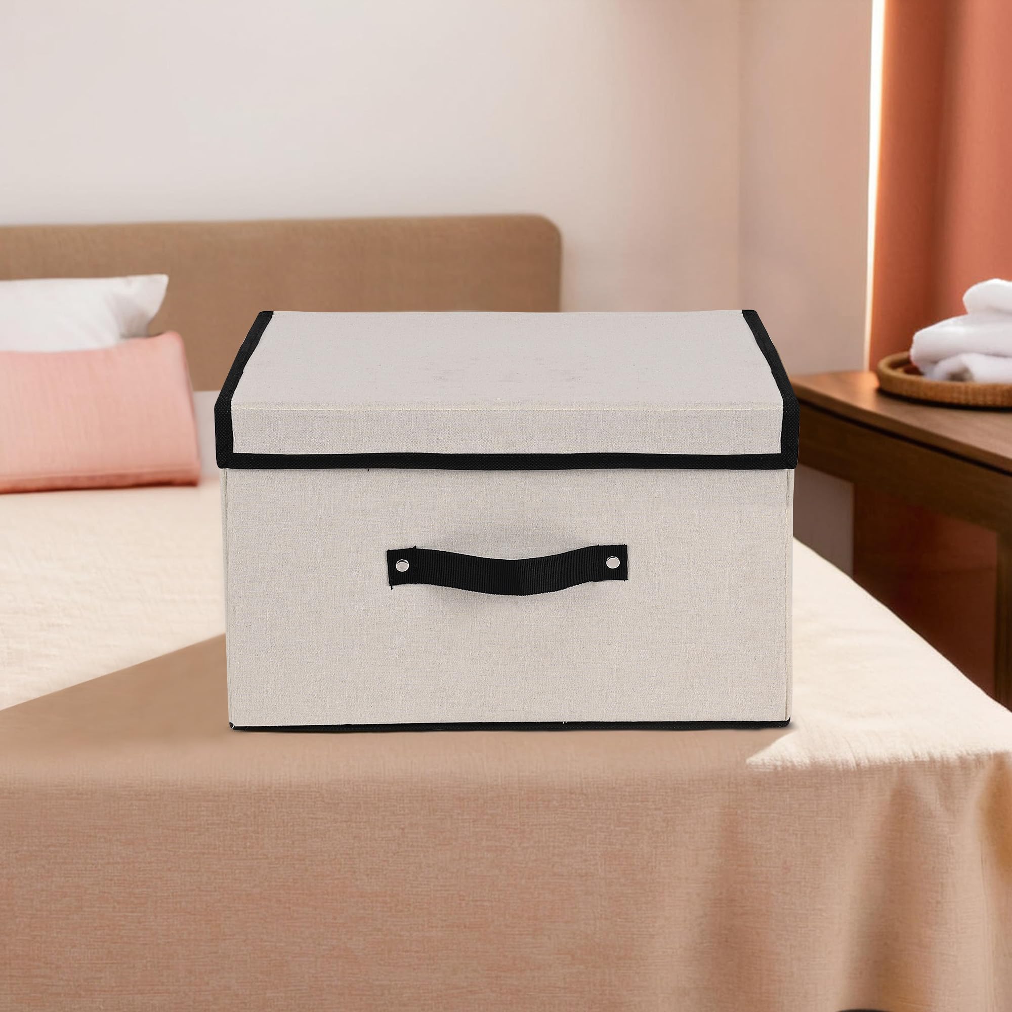 Kuber Industries Pack of 6 Small Clothes Drawer Organiser For Wardrobe With Lid | Dress/Socks/Innerwear Storage Closet Organiser Box -White