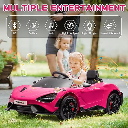 Miniatura 3 de McLaren765LT para niños de 3 a 6 años de edad, vehículo eléctrico con batería de 12 V, con control remoto para padres, reproductor de música, luces