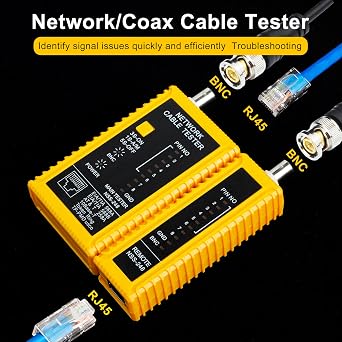 Treedix Coaxial(Coax) Cable Tester Network Cable Tester Portable BNC F-Style RJ45 Ethernet Multi-Tester Continuity Cable Checker