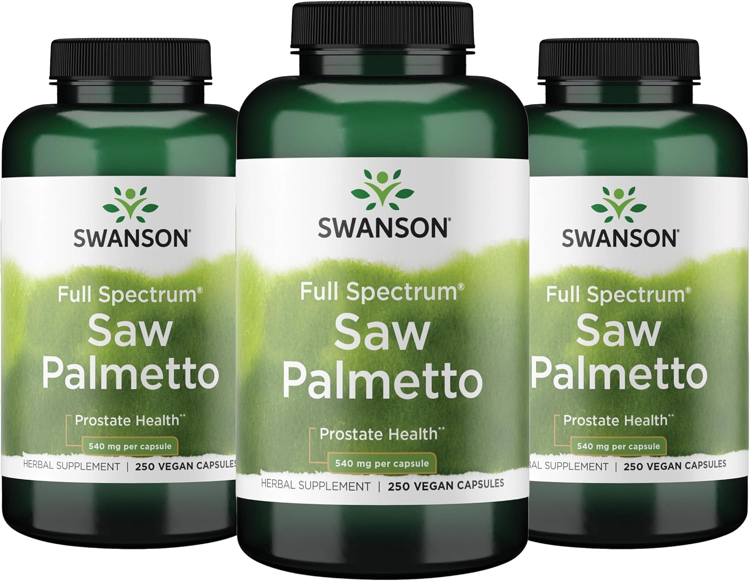 Swanson Saw Palmetto Full Spectrum Herbal Supplement for Men Seeking Prostate, Hair, and Urinary Health Support - 540 mg (250 Vegan Capsules)
