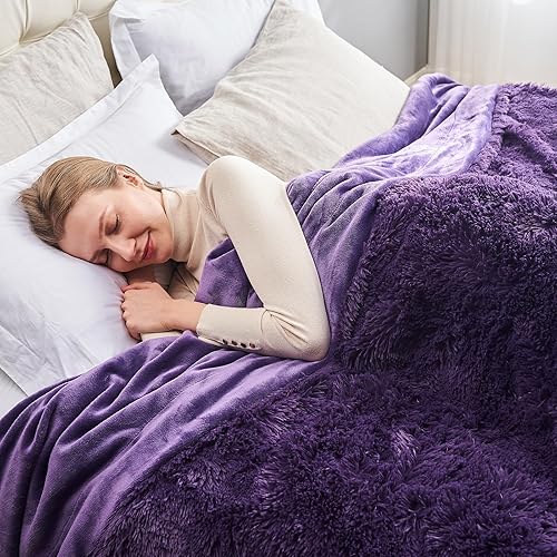GONAAP Manta mullida de piel sintética tamaño Queen, color morado, súper suave y acogedora manta mullida de felpa lanuda para sofá o cama (morado, GONAAP Manta mullida de piel sintética tamaño Queen, color morado, súper suave y acogedora manta mullida de felpa lanuda para sofá o cama (morado,