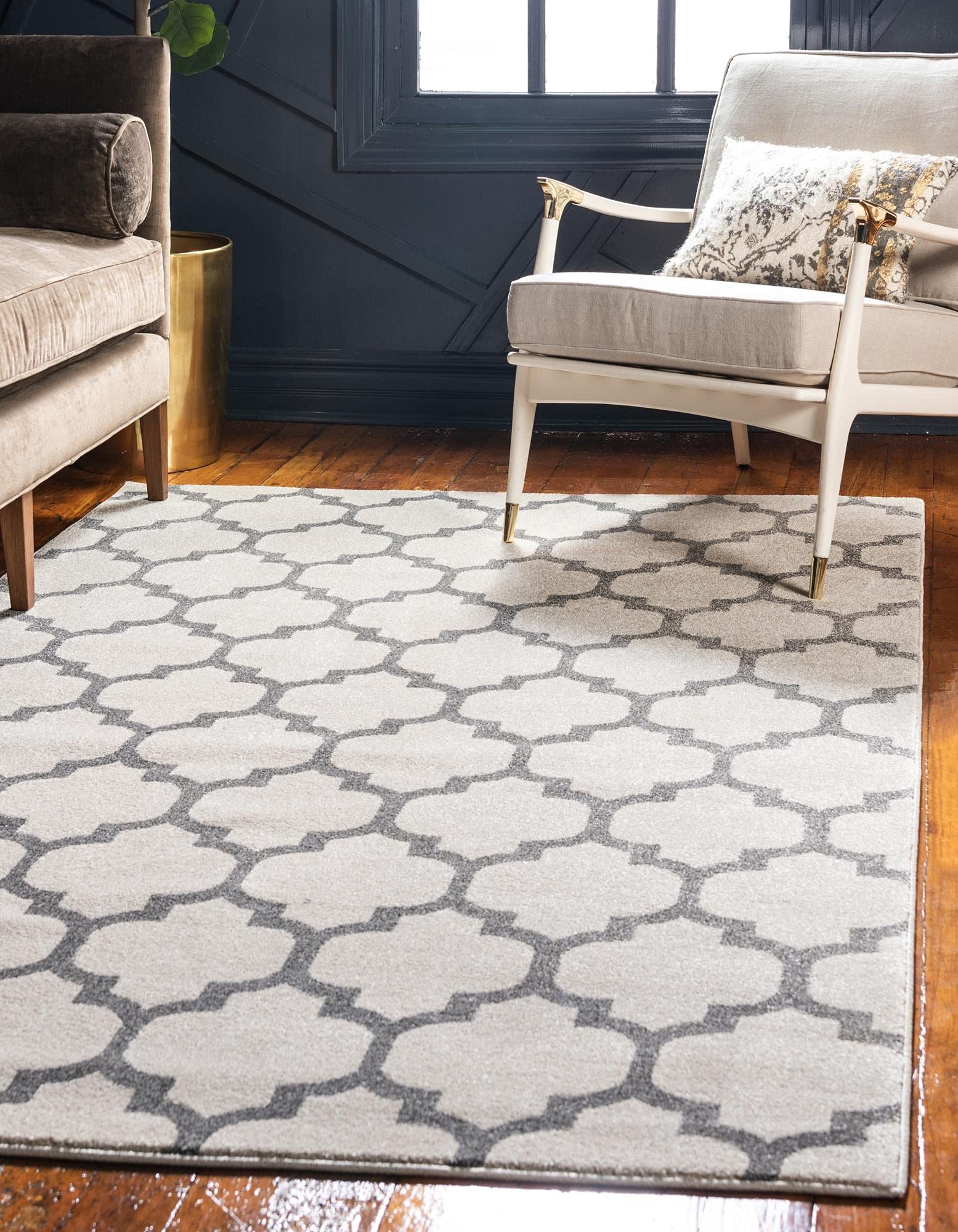 Rugs.com Lattice Collection Rug – 5' x 8' Beige Medium Rug Perfect for Bedrooms, Dining Rooms, Living Rooms