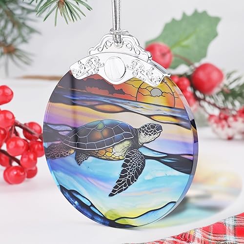 Miniatura 4 de Adorno de tortuga marina, adornos de Navidad, decoraciones de Navidad para árbol, adorno de vitral, recuerdo de reliquia, intercambio de regalos,