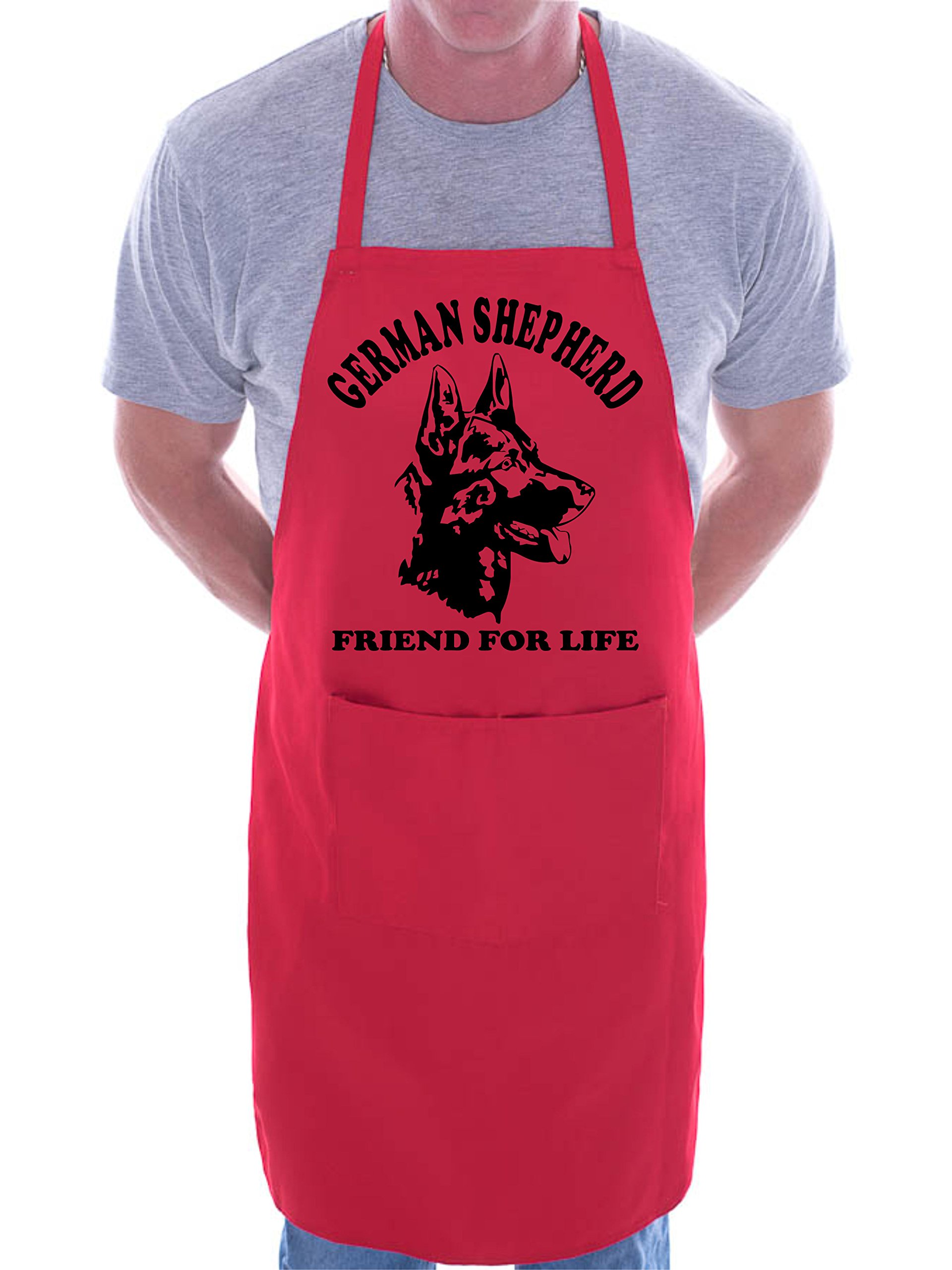 Print4u Men's Red German Shepherd Dog Lover Bbq Cooking Funny Novelty Apron