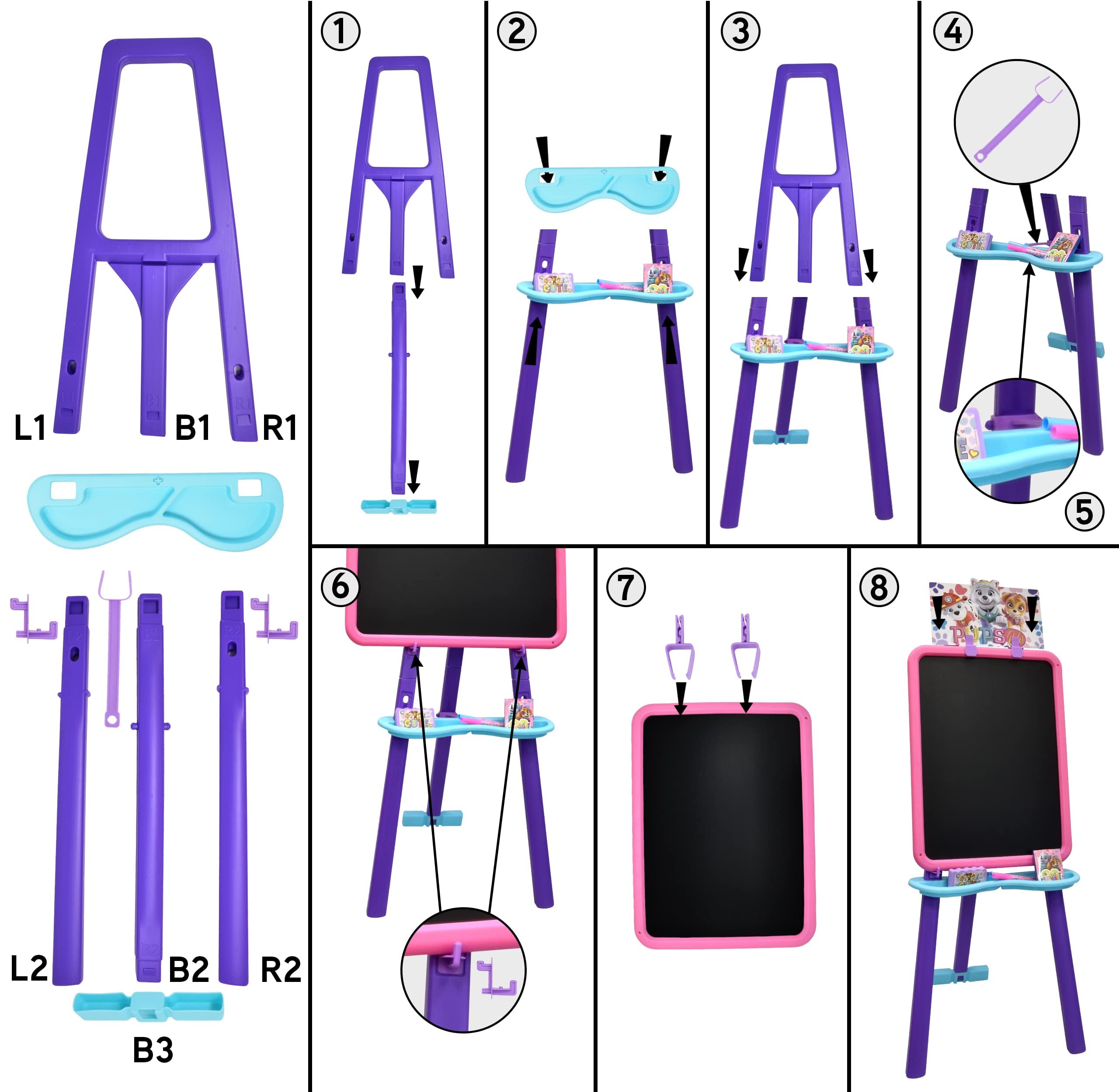 Paw Patrol Lavagna magnetica in piedi per bambini, cancellabile a secco, per bambini, accessori e segnalibro