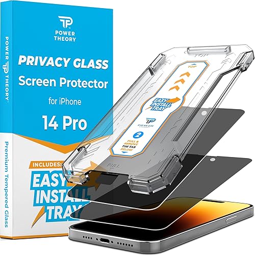 Miniatura 11 de Power Theory Protector de pantalla de privacidad compatible con iPhone 15 Pro Max, vidrio templado, protección antiespía, [Beneficios de la Sociedad