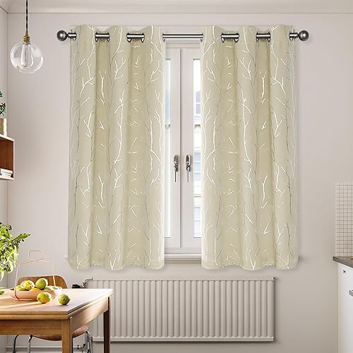 Miniatura 2 de BUHUA Cortinas cortas de 40 pulgadas de largo, paneles negros para literas de caravana, cortinas de ventana de cocina sobre el fregadero, cortinas