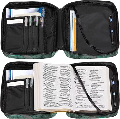 Miniatura 10 de Uasibuni Funda para la Biblia, elegante bolsa de mano para la Biblia, bolsa grande de estudio, regalo para hombres y mujeres