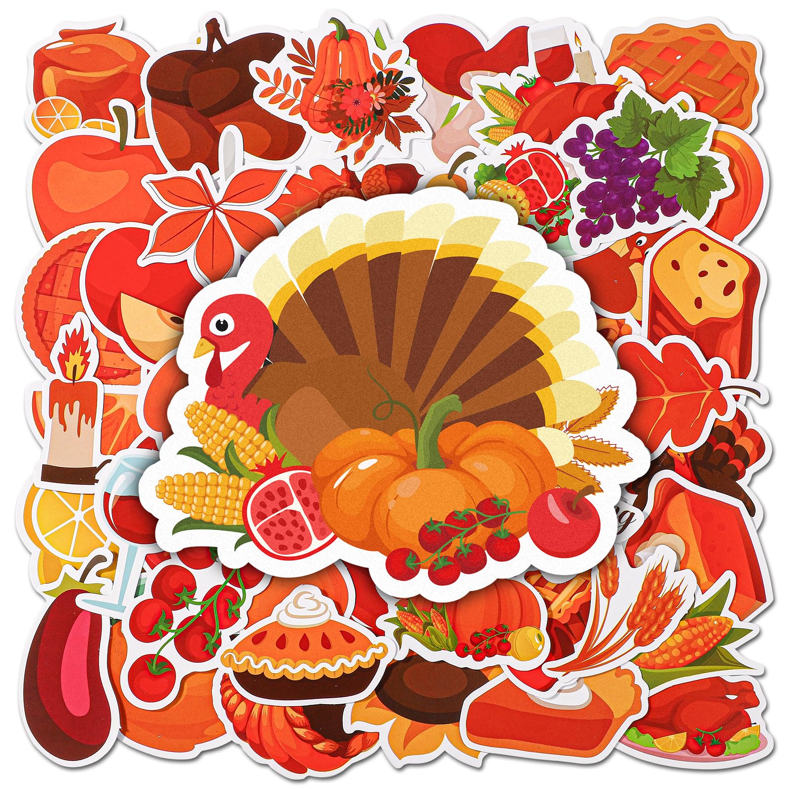 50PCS Thanksgiving Stickers For Kids Fall Waterproof Vinyl Stickers For Water Bottles Laptop Cup...