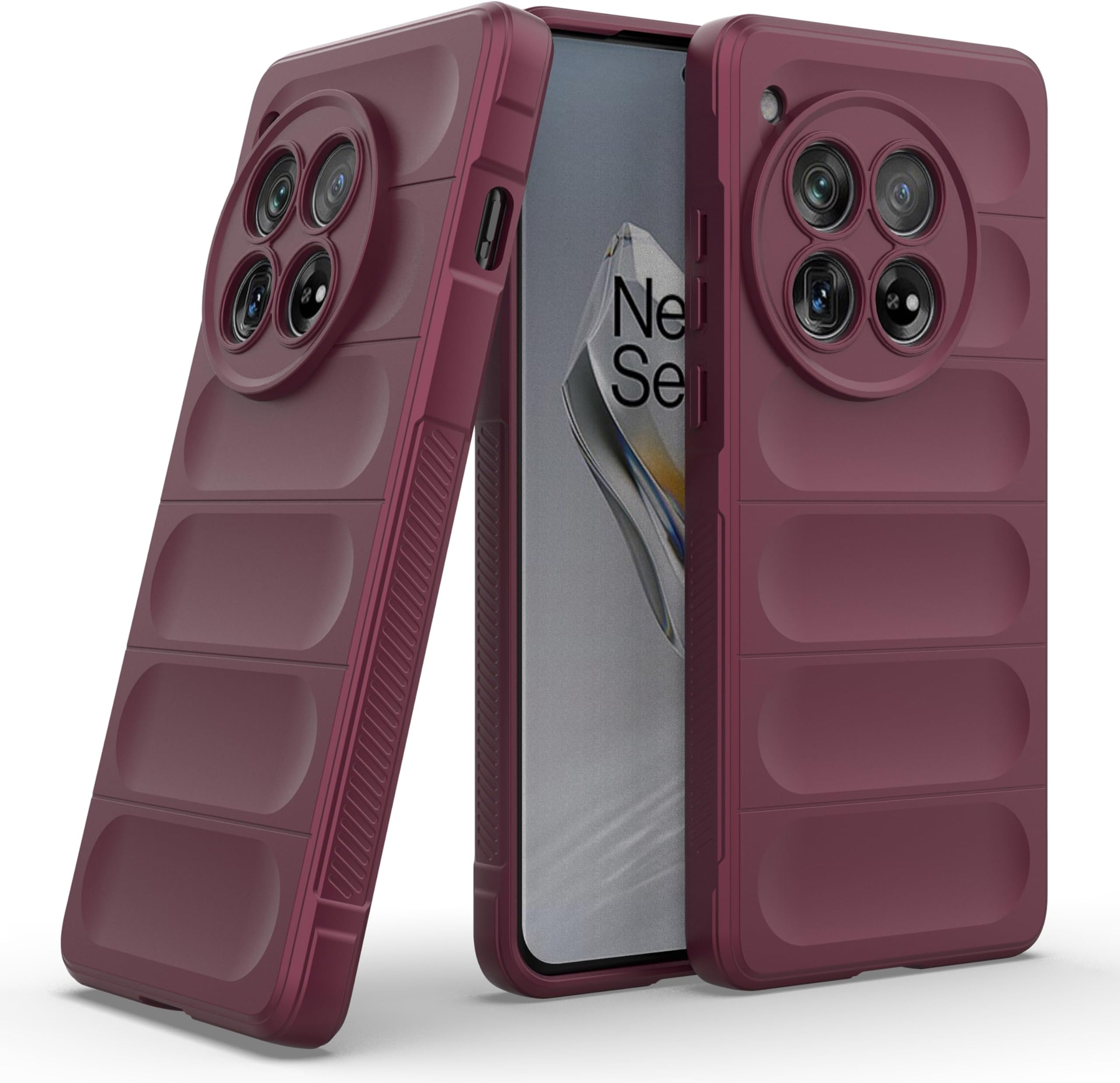 Amazon Basics Back Case Cover for OnePlus 12 (Silicone_Plum)