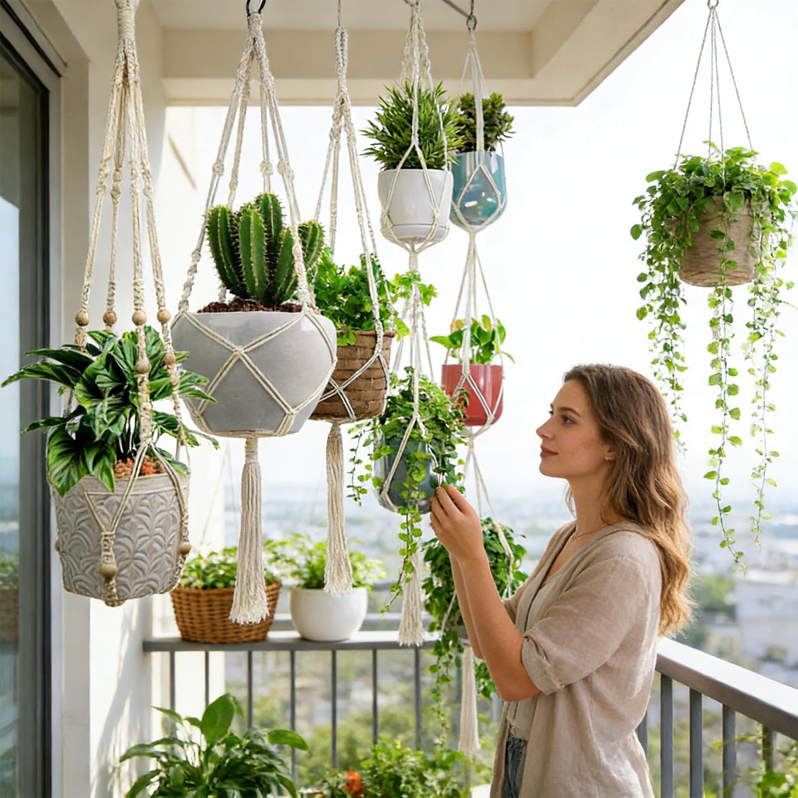 Suspension En Pots De 5 Pièces Tissées Anti-Dérapant