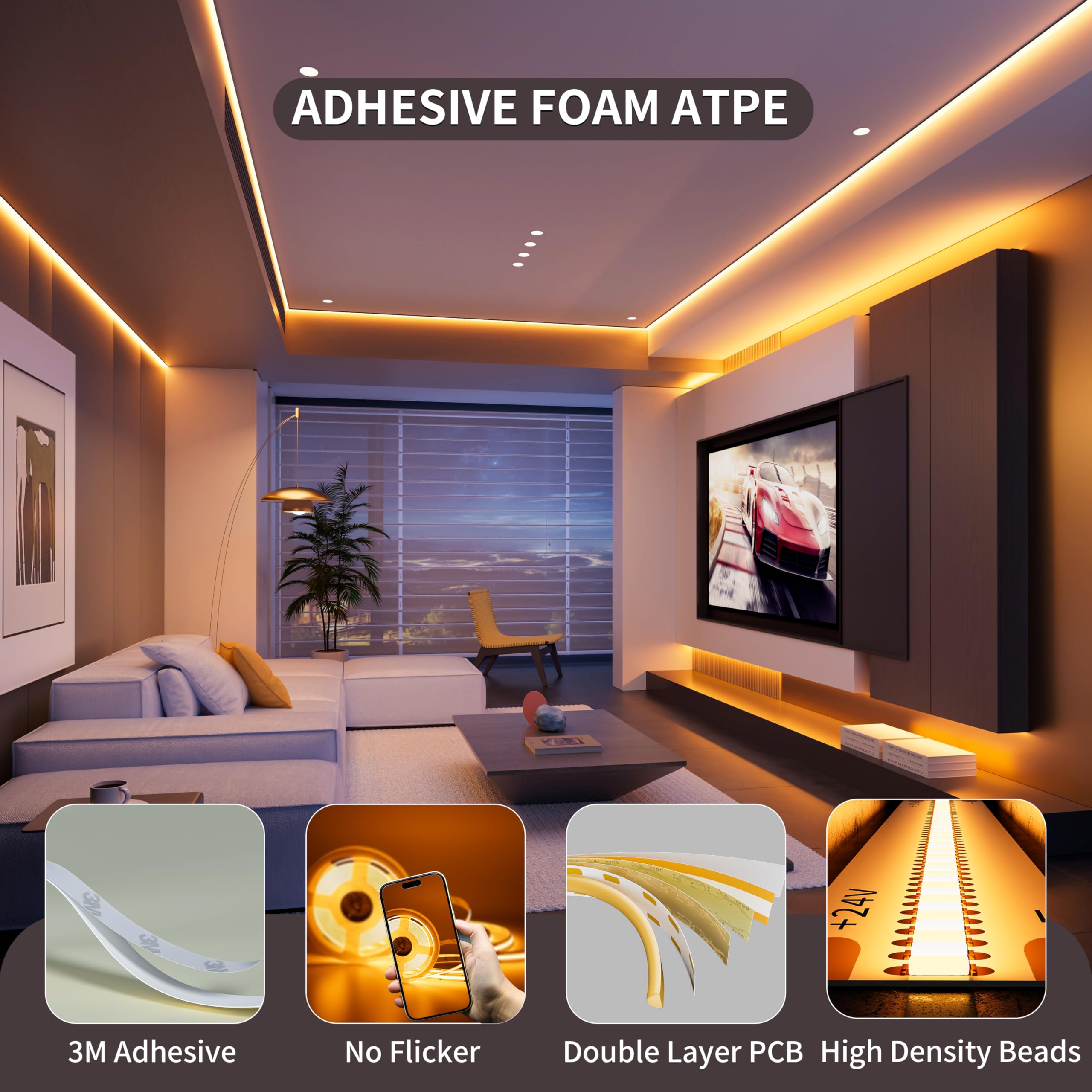 ki-no Stripe Shade + Stripe Amber 2点 Amazon.com: PAUTIX COB LED Strip Light,Amber LED Strip Lights