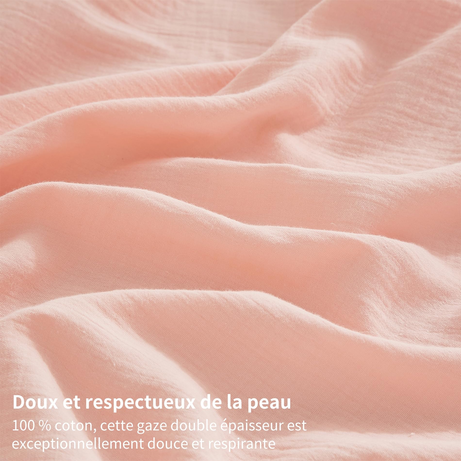 Drap Housse 140x190 Coton Rose Bonnet 30 cm Drap Housse 140x190 Double en Gaze de Coton Super Doux Confortable Respirant Drap de lit pour Matelas Épais, Certifié Oeko-Tex