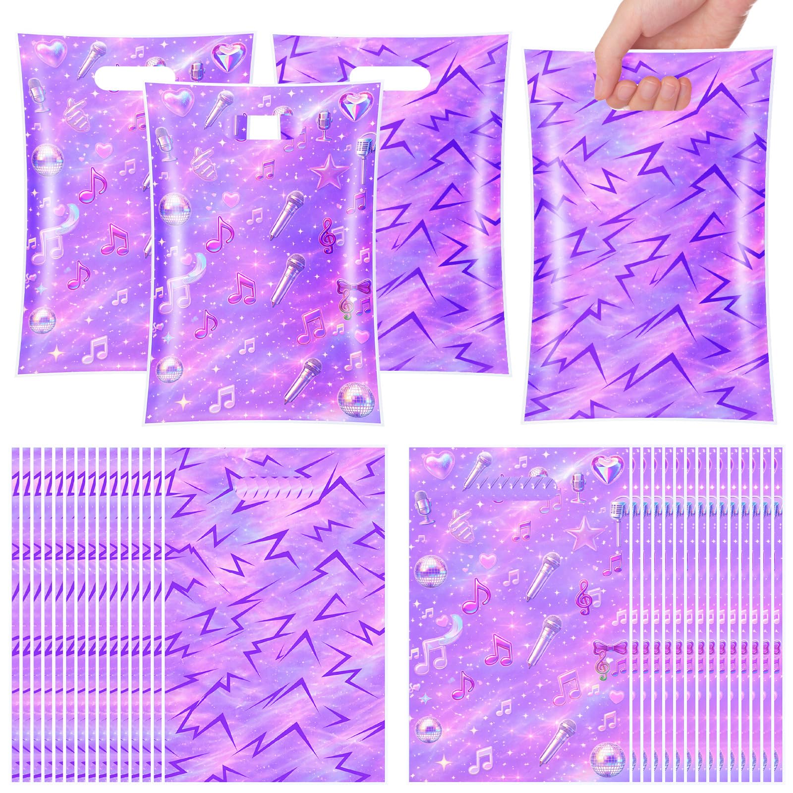 Eccliy 30 Pcs Kpop Themed Birthday Party Favors Bags Purple Kpop Theme Candy Goodie Huntrix Gift Bags for Themed Party Decorations Goodie Supplies