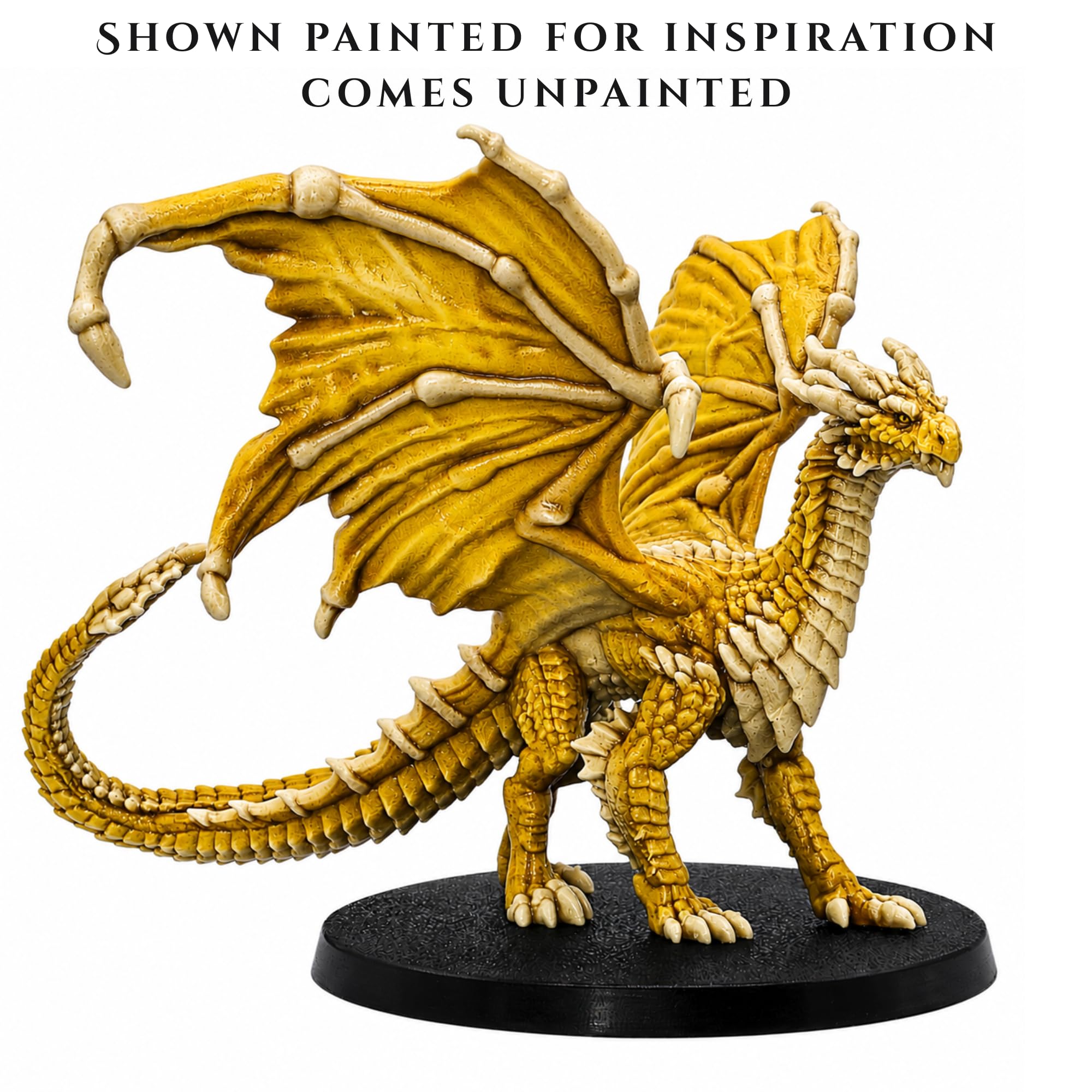 Dragon jaune – Miniature Fantasy Drake avec envergure de 110 mm | Miniatures épiques à l'échelle 32 mm | DND, Pathfinder, RPG, jeux de guerre | Modèle en résine non peinte | Collecteurs et joueurs