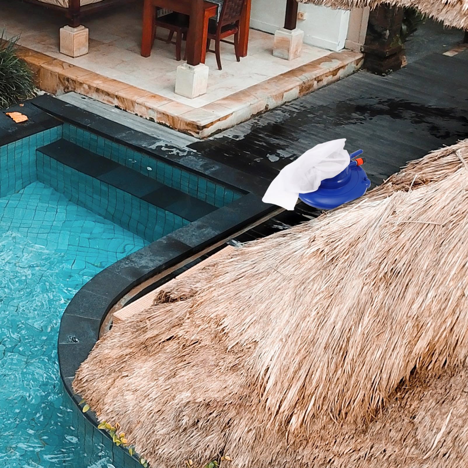 Happyyami Cabezal de Limpieza Subacuática para Piscinas Portátil Azul Abs | Limpieza de Zonas Difíciles, Firme y Robusto, Accesorio para Spa y Hogar