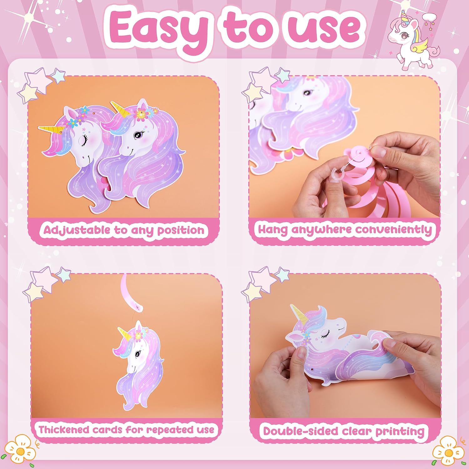 Unicorn Birthday Decorations, Unicorn Birthday Banners & Hanging Swirls