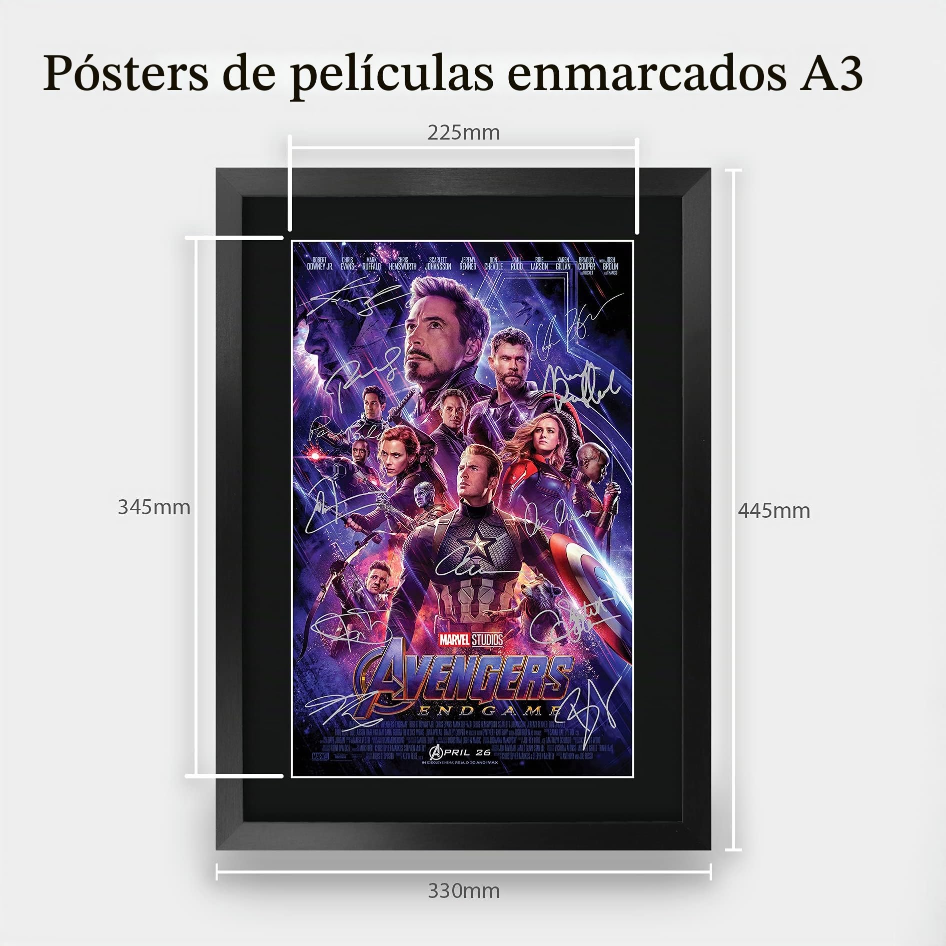 HWC Trading Avengers Endgame A3 Enmarcado Regalo De Visualización De Fotos De Impresión De Imagen Impresa Autógrafo Firmado Por Marvel Captain America Ironman Thor Los Aficionados Al Cine