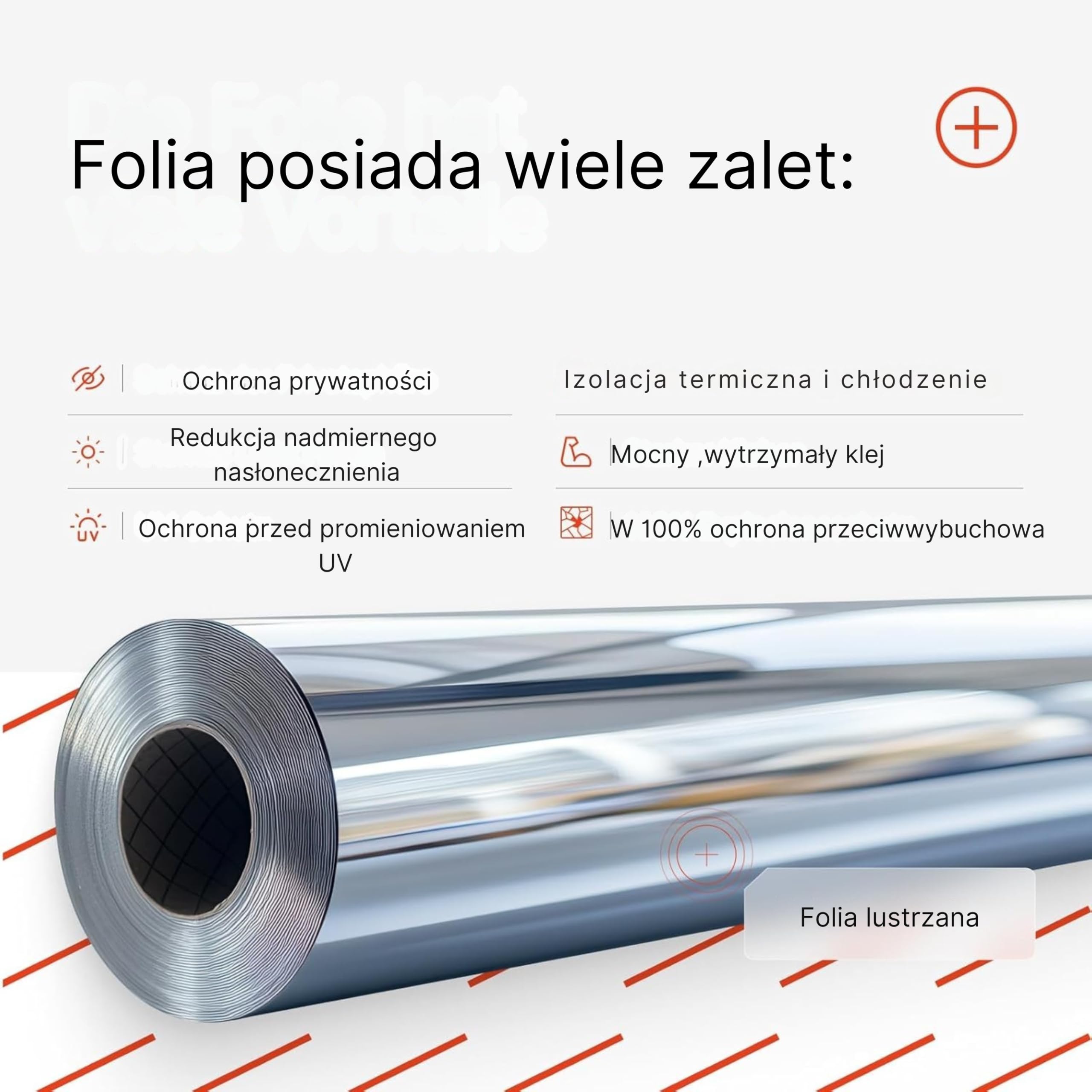 Solar Systems Lustrzana Folia Okienna Dyskrecja 76x200 cm | Folia samoprzylepna z zestawem montażowym. Na okna od wewnątrz. Kryjąca od zewnątrz, ochrona UV, zapewnia prywatność.