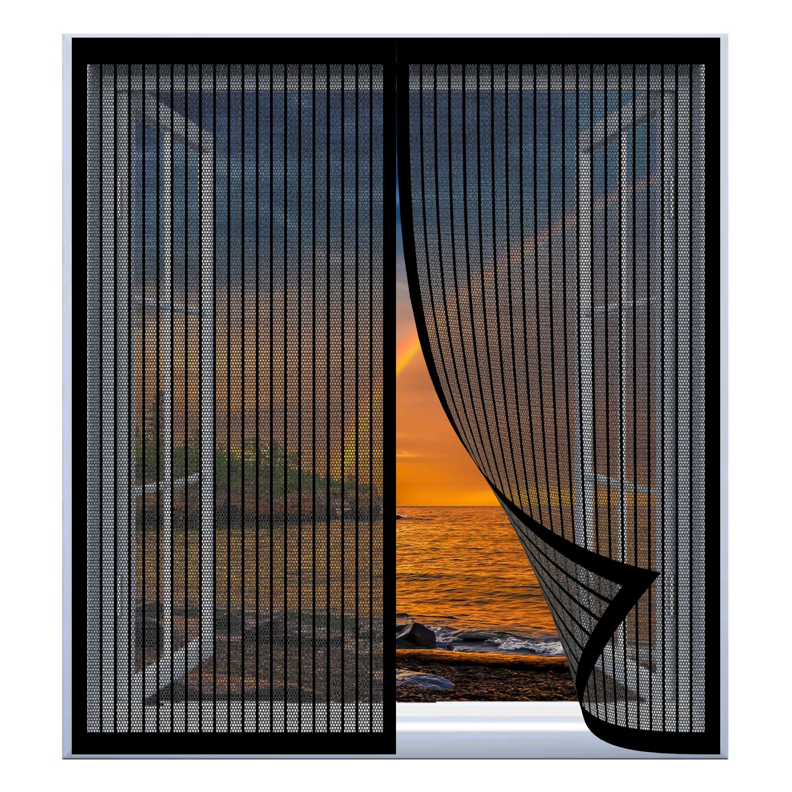 Yuanwan Black Magnetic Fly Screens 105 X 70 Cm Easy Installation No Drilling Or Screwing Mosquito Net Window For Windows Nets To Keep Bugs Out,