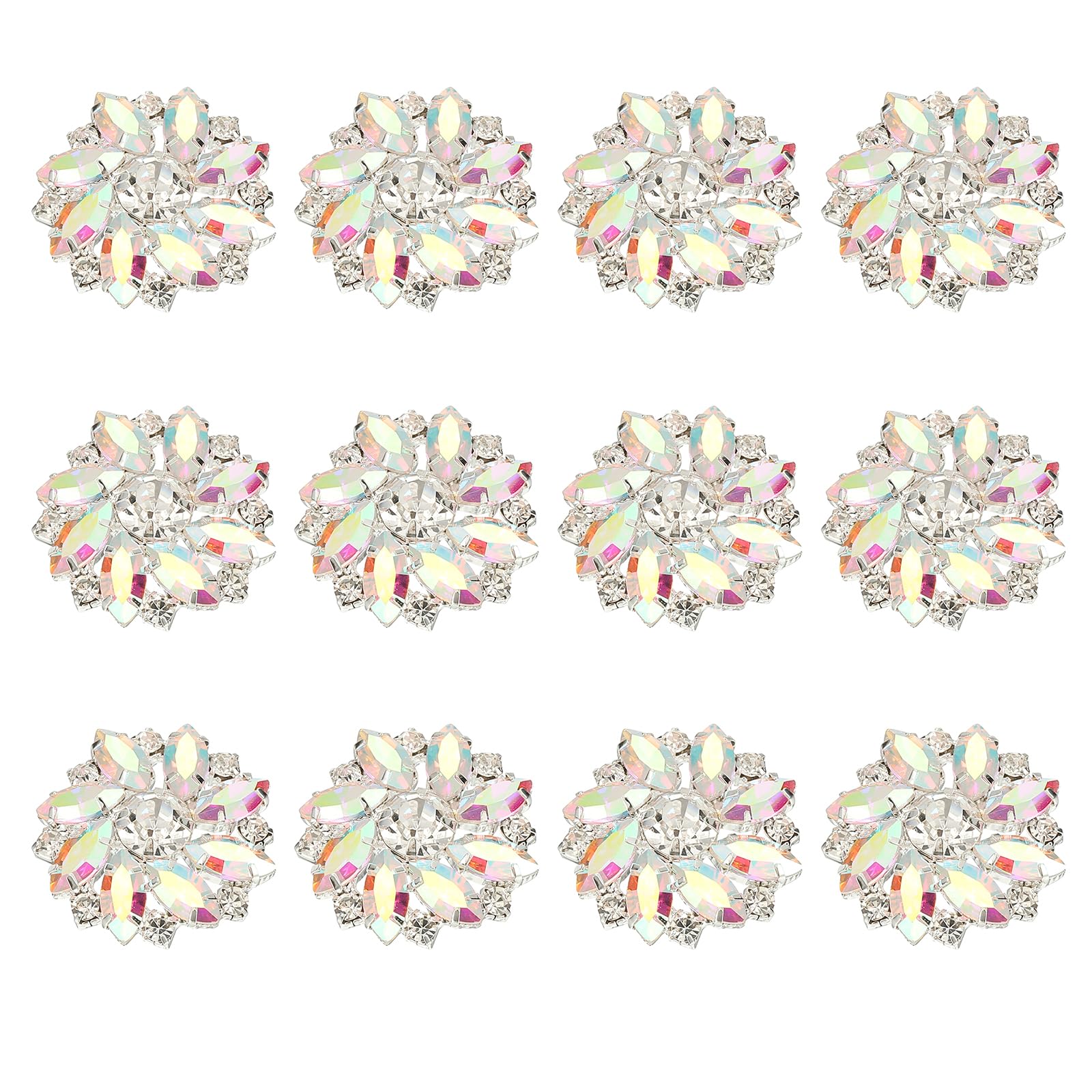 PATIKIL 12Pcs Flower Rhinestone Buttons