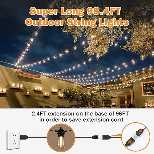 Miniatura 5 de Guirnalda de luces LED para exteriores, con certificación UL, impermeable, con 32 bombillas Edison E12 S14 inastillables, luces regulables para