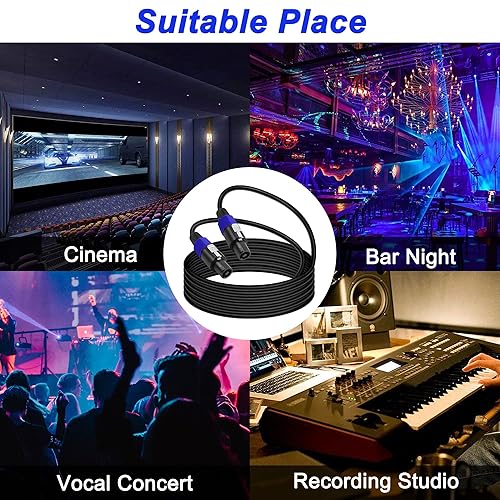 Miniatura 7 de MEIRIYFA Cable de extensión Speakon a Speakon macho a macho Cable de audio de altavoz con bloqueo giratorio para amplificador de altavoz de