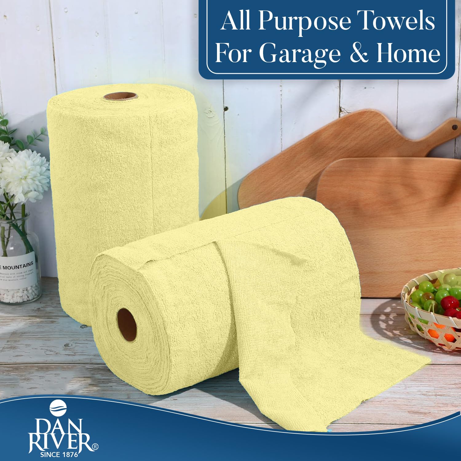 DAN RIVER Tear Away - Rollo de toallas de limpieza de microfibra, paquete de 50, paños reutilizables de 12 x 12 pulgadas para polvo, cocina, baño, coches, sin arañazos, suministros de limpieza sin