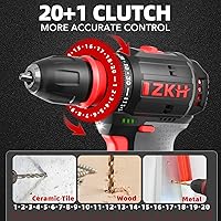 Vista 6 de ZKH Cordless Drill Set, 16V Electric Power Drill Driver with Battery and Charger,2 Variable Speed, 3/8" Keyless Chuck, Up to1800RPM,Torque 487