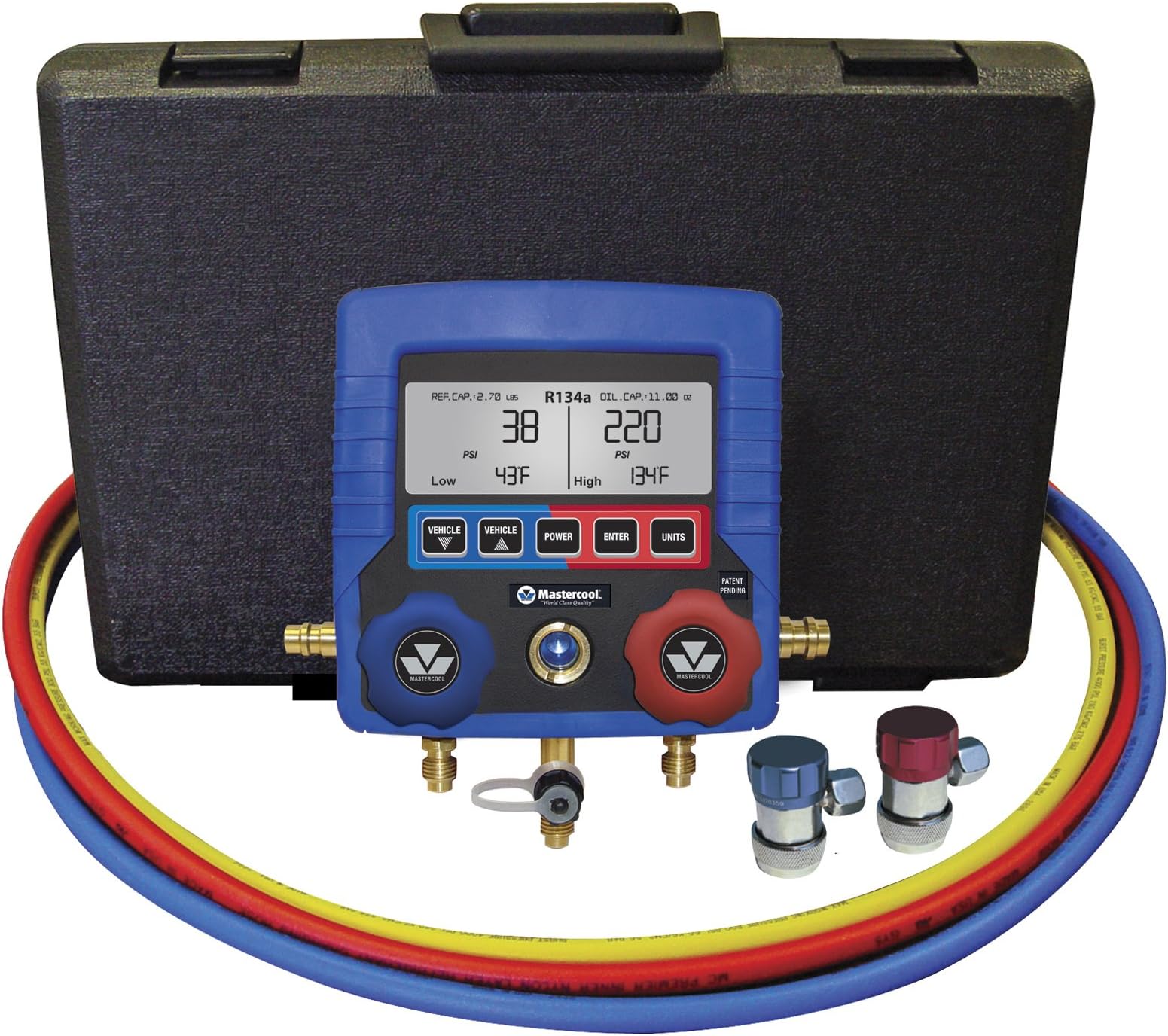 MASTERCOOL (99872-A Blue R134A Digital Manifold Gauge Set with 72" Hose and Manual Coupler