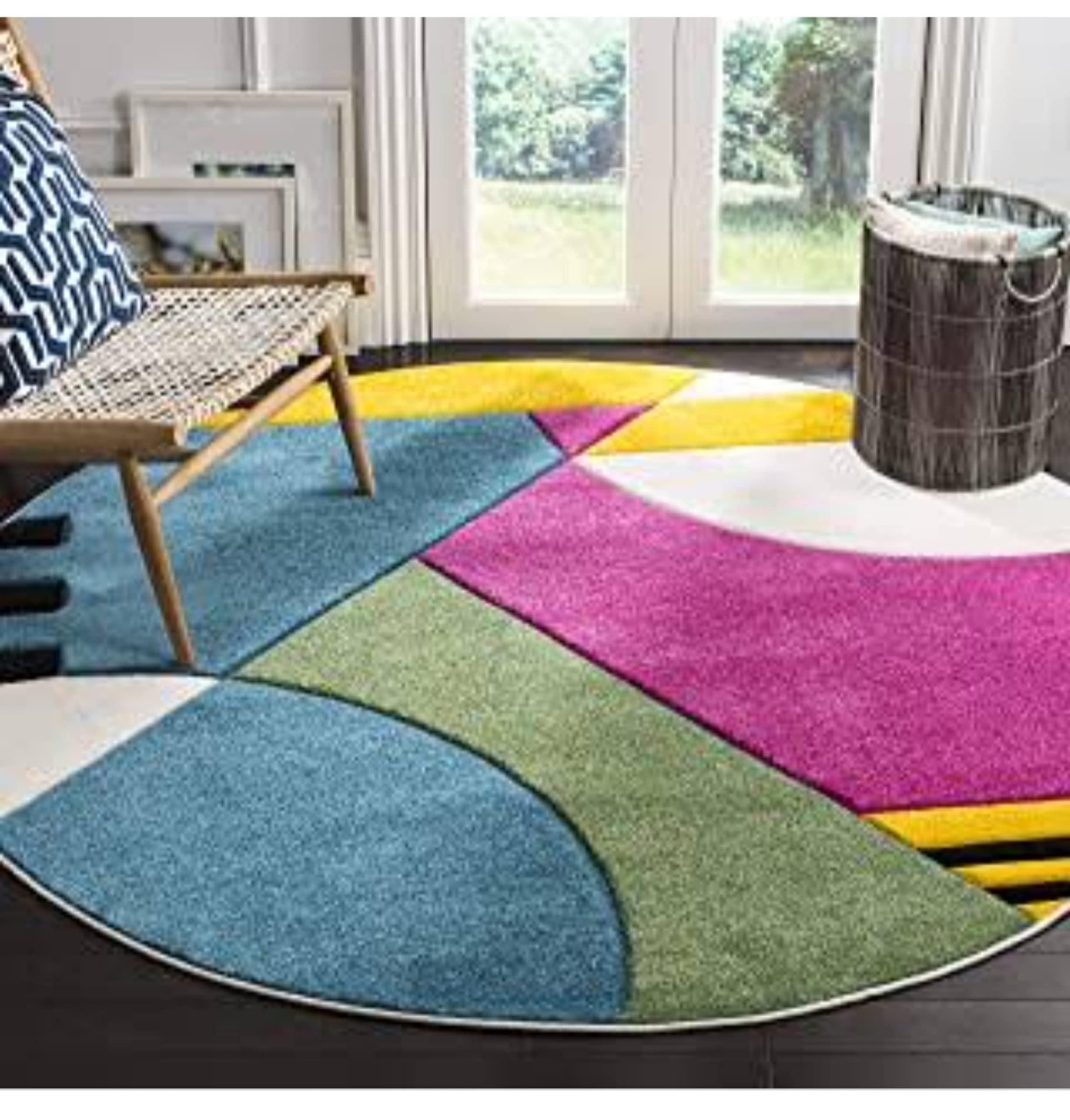 Mariya Rugs Round Carpets for Living Room and Bedroom. (Multy SRY, 7 x 7)