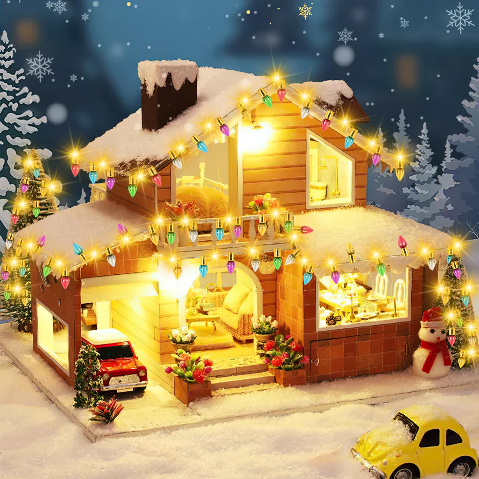 Casa Delle Bambole In Miniatura Bianca Con Micro Luce LED Stile C - Foto 4