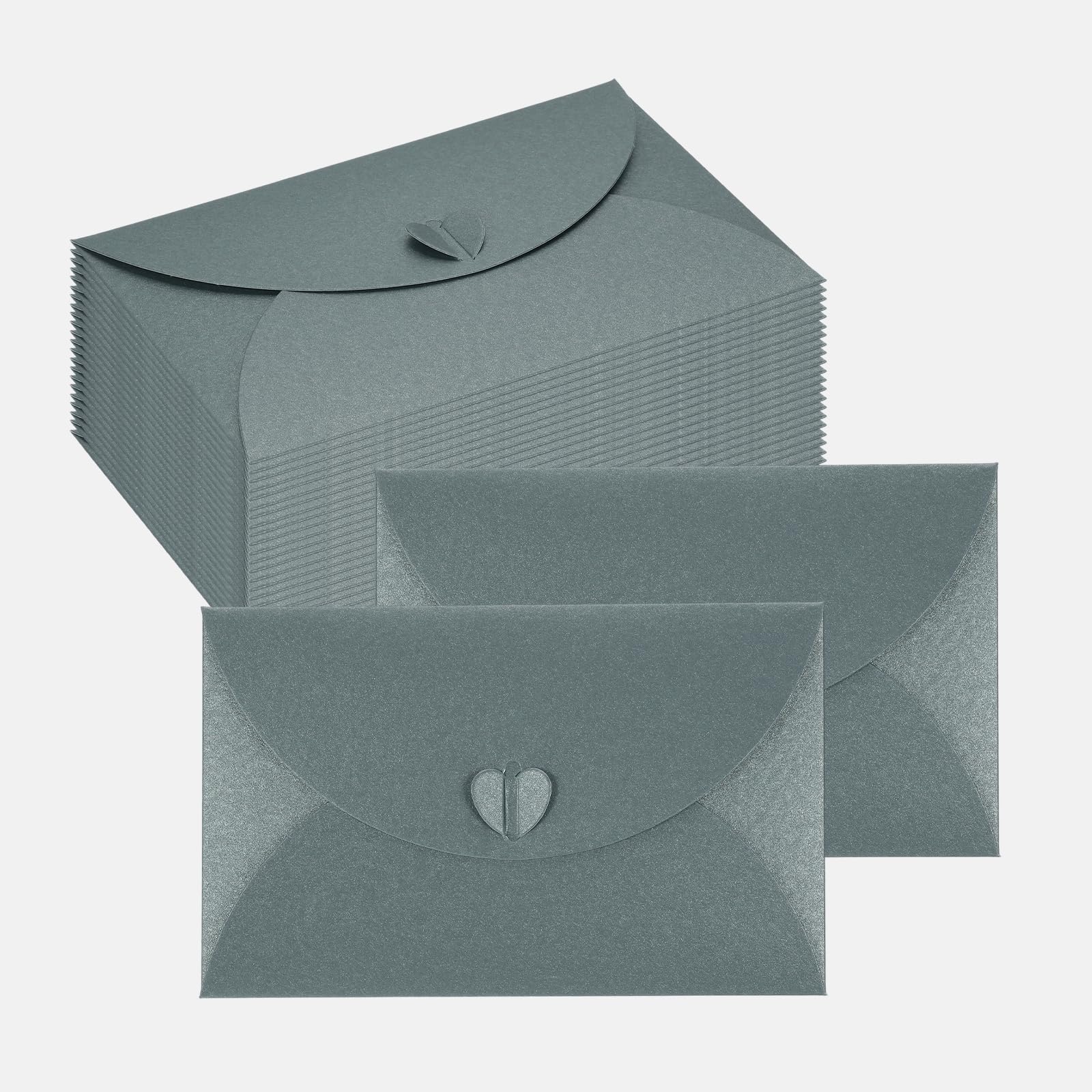 PATIKIL Mini Card Envelopes 17.5x11cm, Cute Cards Holder with Heart Clasp for Birthday Weddings Favors Business Greeting Cards (Black, Pack of 24)