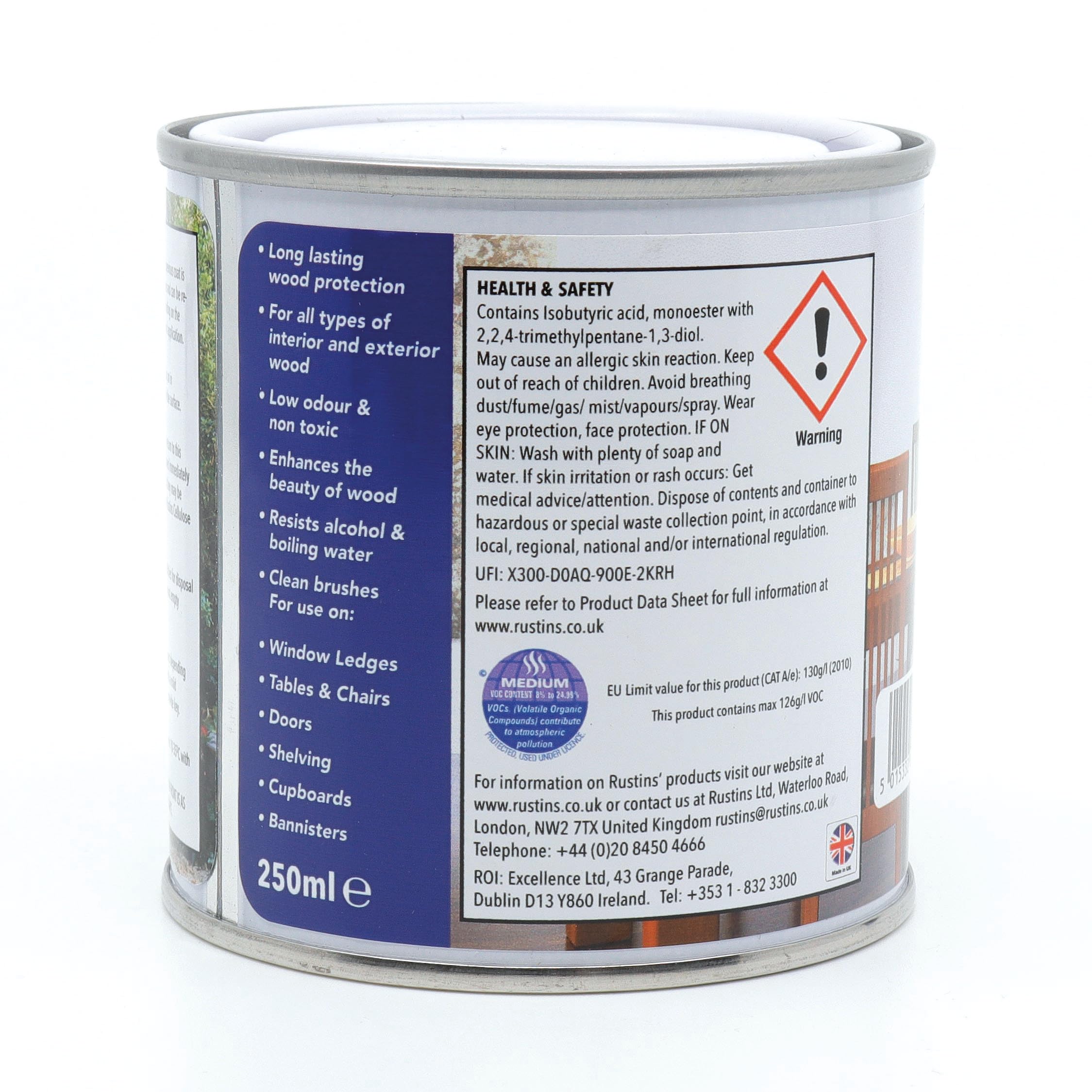 RUSTINS Barniz de secado rápido transparente satinado de 250 ml
