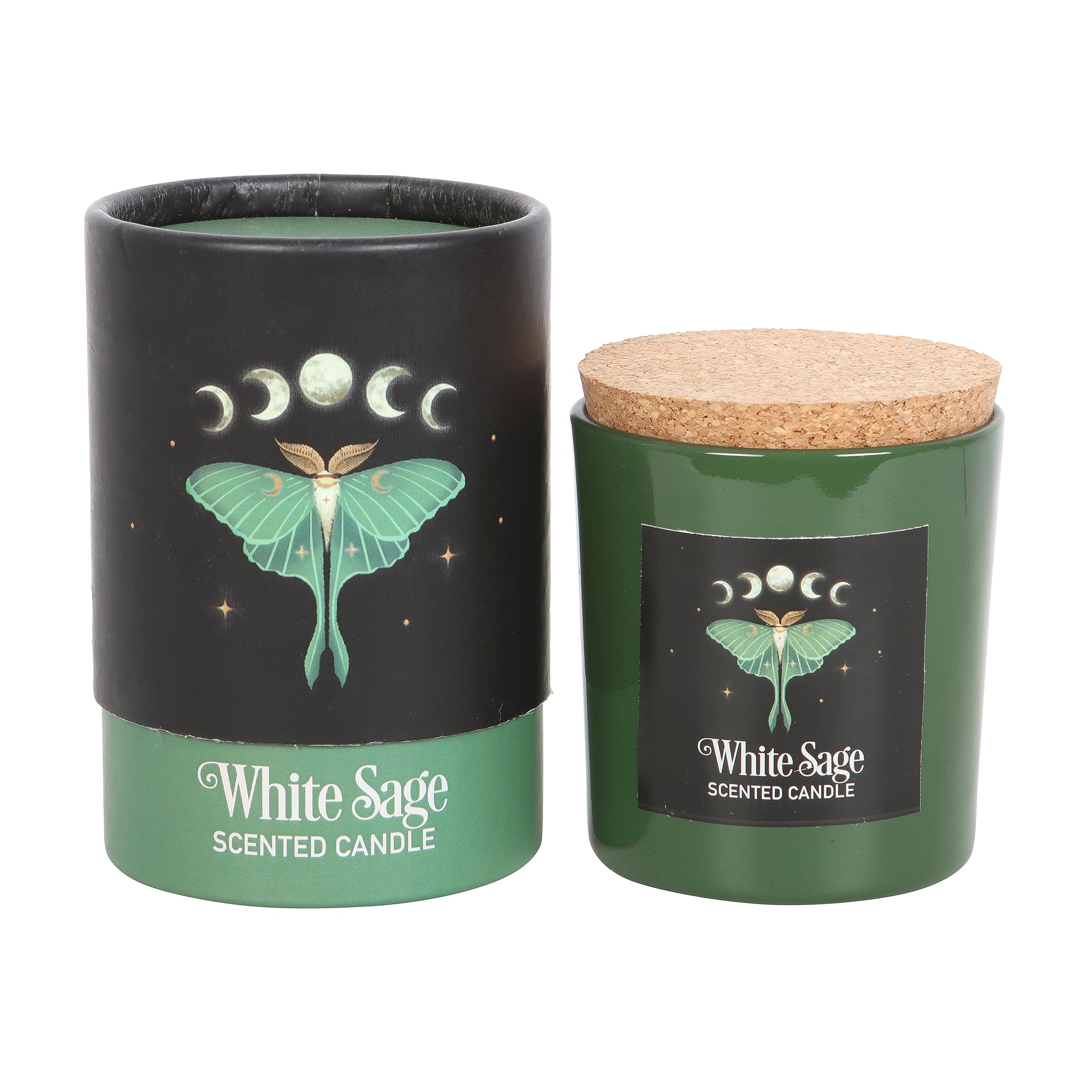 Luna Moth White Sage Candle - Sacred Creatures in Dark Forest Realms | Vegan Paraffin Wax | 25-Hour Burn Time | Soothing Aromatherapy for Home Ambiance