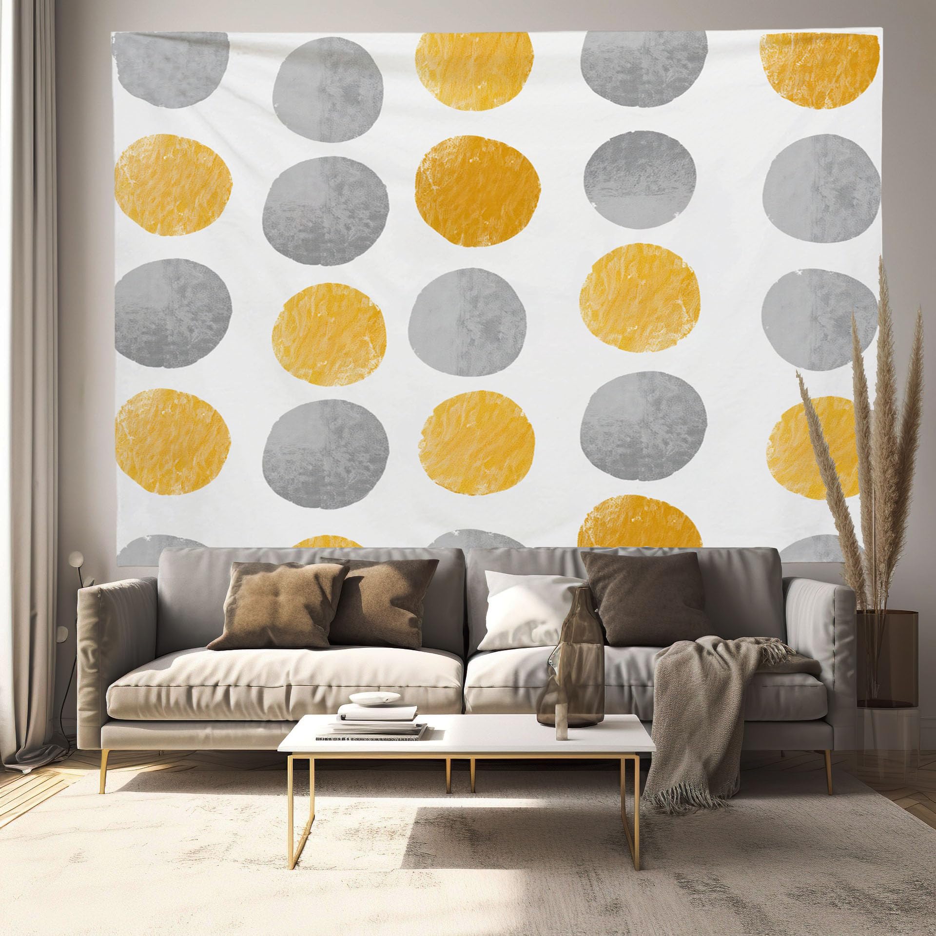Tapices decorativos para dormitorio y sala de estar en tejido amarillo de 230x150cm 8