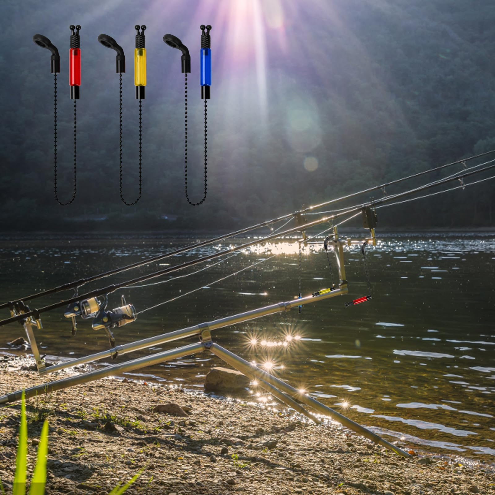 Détecteurs de Touche - 3 Indicateurs de Touche Swinger pour la Pêche à la Carpe - Indicateurs de Touche ND Bien Visibles - Accessoire de Pêche de Nuit