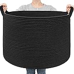 Goodpick Large Blanket Basket, 22X 14 Woven Rope Baby Basket, Black Blanket Storage for Dirty Clothes, Kids Toy Storage Organizer Bins for Living Room